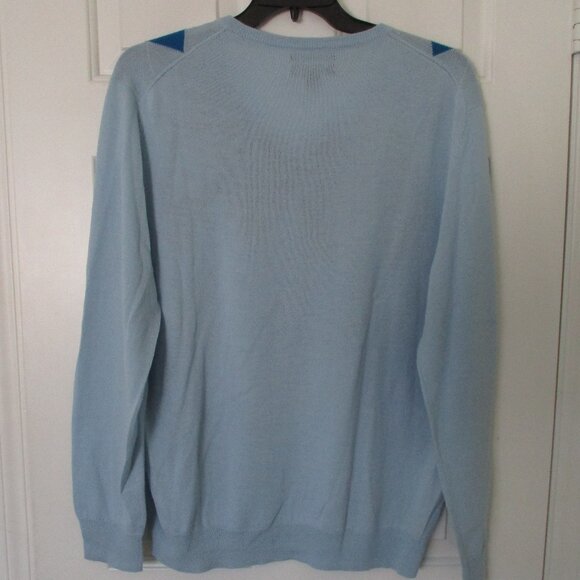 Macy's I-N-C Mens L/S Powder Blue Merino Wool Argyle V-Neck Sweater NWOT-Size XL - Picture 3 of 3